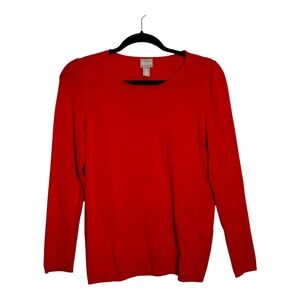 Chicos 0 Womens Size Small Red Long Sleeve Crew‎ Neck Pullover Sweater Casual